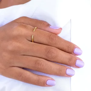 Fine Jewelry Fashion Rings for Women 18k Gold Plated Brass Open Smooth Thin Band Minimalist Chic Trendy Party Gift
