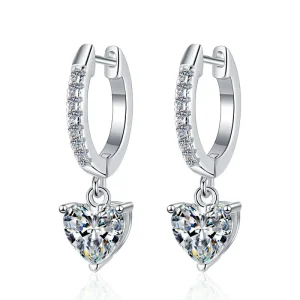 Fine Jewelry Flower Shape Heart Diamond Hoop Earrings 1CT*2 VVs1 Moissanite S925 Sterling Silver GRA Certified