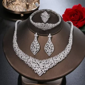 Fine Jewelry Full Diamond Ring Bracelet Earring Set for Women