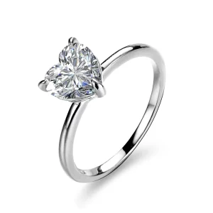Fine Jewelry Heart S925 Sterling Silver Finger Ring Engagement Women’s Wedding Ring White Moissanite