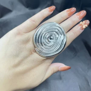 Fine Jewelry Italian Gold Series Gold Plated Big Rings Silver Color Design Birthday Party Dating Costume Accessories
