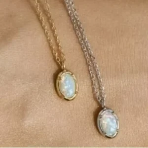 Fine Jewelry Minimalist 14K Gold Plated S925 Sterling Silver Oval Opal Clavicle Necklace for Women Fashion Pendant Necklace