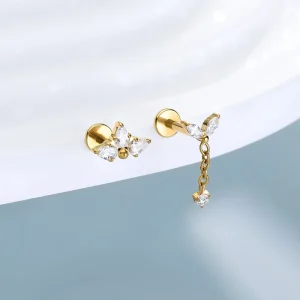 Fine Jewelry Piercings ASTM F136 Titanium Earring Nose Ring Jewelry Women Titanium Internally Threaded Top Lip Rings