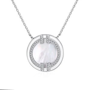 Fine Jewelry S925 Sterling Silver Necklace INS Style Mother Shell Moissanite Pendant Fashion Girls Personalised Gifts