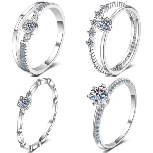 Fine Moissanite Jewelry 925 Sterling Silver Custom 0.5CT 0.1CT Luxury Engagement Wedding Rings for Women