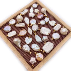 Fine Natural Freshwater Pearl Pendant Irregular Shape Star Circular Heart Baroque Pearl Charm DIY Jewelry Accessories