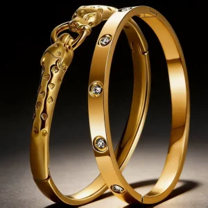 Fine PVD Gold Plated Panther Bracelet and Animal Head Hand Jewelry for Women Summer Beach Bangle for Party Wedding