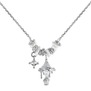 Fine Pearl CZ Drop Jewelry Necklaces for Women 925 Sterling Silver Fashion Chains Girls Mushroom Necklace Designer Custom