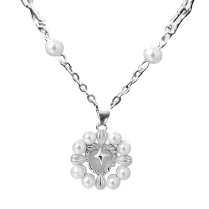 Fine Pearl Cross Necklaces for Women 925 Sterling Silver Fashion Chains Opal Heart Necklace Designer Custom Jewelry