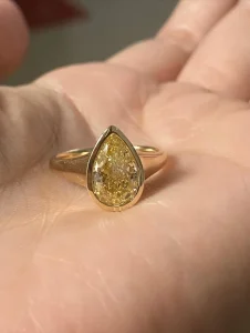 Fine Rings for Women Fine Rings 10K 14K 18K Gold Rings Pear Cut Yellow Lab Grown Diamond Surprise Proposal Ring Fashion Jewelry