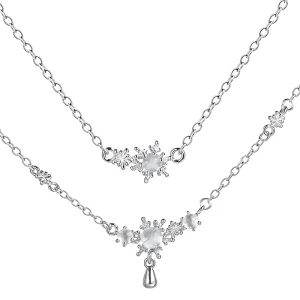 Fine Snowflake Glass Stone Choker Necklaces for Women 925 Sterling Silver Fashion Chains Girls Gemstones Necklace Custom Jewelry