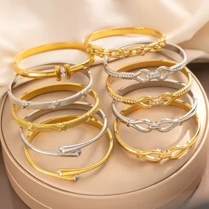 Fine Stainless Steel Diamond Bangle for Women High End Electroplated Non Fading Elegant Bangle Bracelet