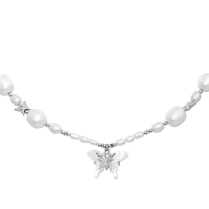 Fine butterfly Pendant Pearl Jewelry Necklaces for Women 925 Sterling Silver Fashion Chains Sea Shell Necklace Designer Custom