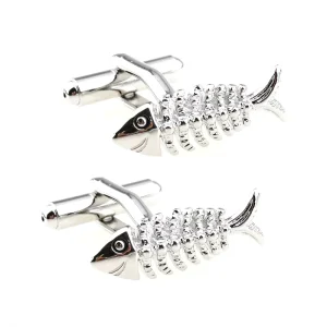 Fish Bone Stylish Novelty Cufflinks Custom Mens Suit Shirt Fashion Accessory Wedding Tuxedo Trendy Jewelry Gift Set
