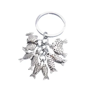 Fish Keychain Fishing Enthusiast Key Chain Metal Keyring Backpack Handbag Pendant Car Decoration Bulk Man Dad Boy Boyfriend Gift