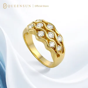 Fish Patterned Retro French Court Style 18K Gold Lab Diamond Ring with IGI Certification Round Brilliant Cut Women