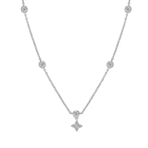 Five Bezel Station Stone Star Drop Necklace Small Batch Custom Logo for Cross Border Daily Office Lady
