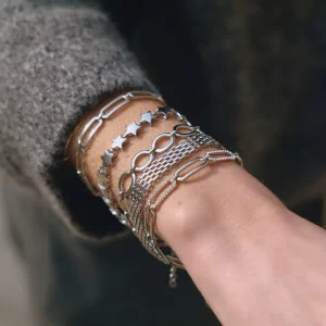 Five Pointed Star Paperclip Silver Color Wrist Chain Stackable Bracelets Stainless Steel Fashion Bracelet