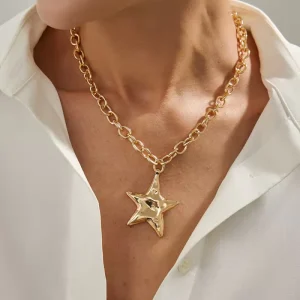 Five-pointed Star Pendants Necklace for Classic Ladies Clavicle Chains Accessories Jewelry Gift