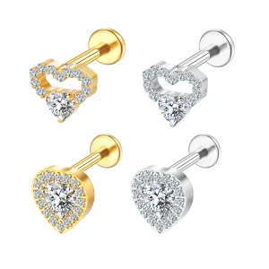 Flat Back Earring Ear Piercing Jewelry Helix Piercing Heart Tragus Cartilage Fashion Piercing Body Jewelry