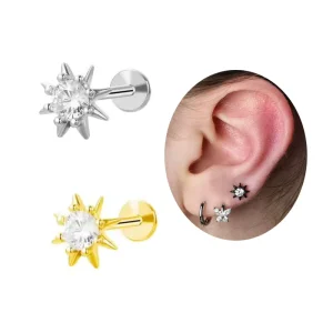 Flat Back Earring Women Labret Piercing Lip Stud Rings Helix Sun Tragus Cartilage Stainless Steel Piercing
