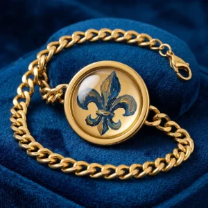 Fleur De Lis Bracelet French Style Vintage Symbol Bracelet For Anniversary Eternal Halo Enamel Jewelry