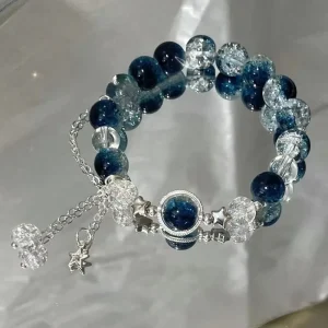 Floral Butterfly Beaded Bracelet with INS Popcorn Crystal Niche Trendy Number Pattern Fashion Women’s Jewelry for Anniversary