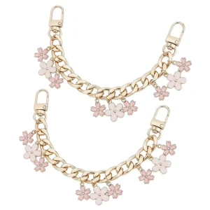 Floral Metal Bag Chain Adjustable Crossbody Strap with Flower Charm for Luggage Wallet Extension DIY