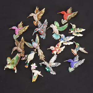 Floral Pattern Botanical Theme Diamond Fashion Jewelry Crystal Animal Brooch Pin Bulk Fashion Brooches