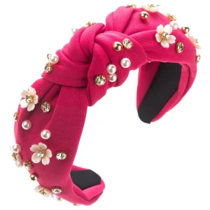 Floral Pearl Rhinestone Knotted Headband High Quality 13CM Women’s Elegant Spring Hair Accessories