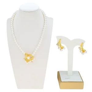 Flower Beads Jewelry Pendant Pearl Gold Plated Jewelry Set For Women