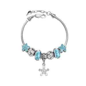 Flower Charm Bracelet Embellished Swarovski Crystals Fashion 18K Gold Plated Brass Jewelry for Women’s
