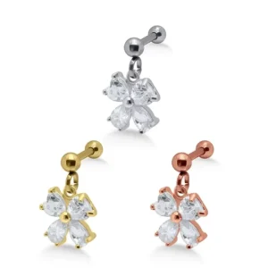 Flower Dangle Tragus Cartilage Labret Piercing Flat Back Earring Body Jewelry for Women Men