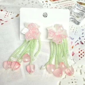 Flower Earrings Tassel Long Earrings Romantic Earrings Women Daily Life Fashion Wearing