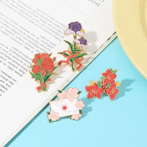 Flower Enamel Pin Gold Plated Botanical Badges Custom Hard Soft Enamel Floral Promotional Gift Pins Brooch Accessories