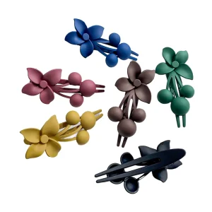 Flower Flat Hair Clips for Women With Rhinestones French Matte Claw Clips for Hair Elegant Hair Barrettes
