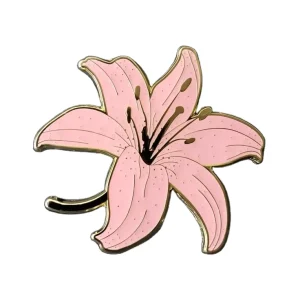 Flower Lovers Custom Pink Lily Gold Plated Hard Enamel Pin Cute Floral Lapel Brooch Gift for Backpack Decoration