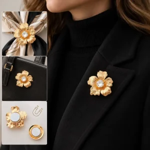 Flower Needleless Magnetic Brooch Sturdy And Durable Rhinestone Fashion Jewelry Suitable For Dresses Jackets Scarves