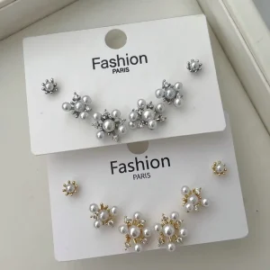 Flower Set Pearl Earrings Fashion Jewelry