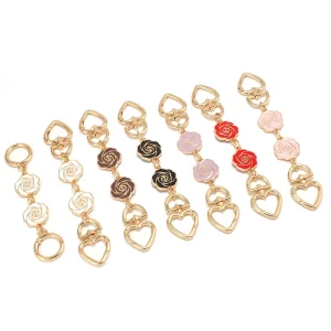 Flower Shape Metal Gold Purse Extender Chain Decorative Charm for Bag Handbag