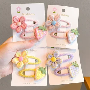 Flower Strawberry Baby Cute BB Hairpin Girls Bang Hair Clip Set Children Sweet Hair Accessory