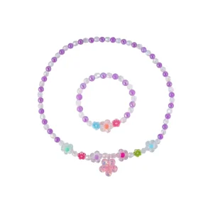 Flower pendant Jewelry for Little Girls kids Beaded Necklace and Bracelet Costume Dress up Jewelry Gifts Princess Party Favors