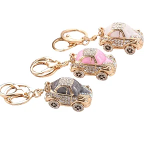 Fntech Luxury 3D Zinc Alloy Metal Keychain with Rhinestone Lightweight Promotional Gift for Fashion Bags