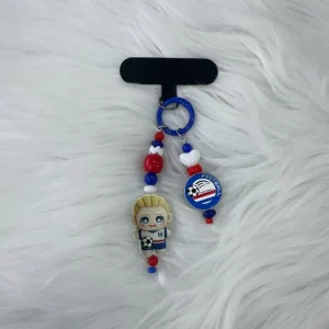Football Cartoon Doll Bead Keychain Creative Design Red and Blue Color Scheme Fashionable Commemorative Gift Pendant