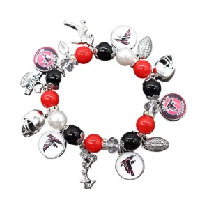 For Factory Direct New Football 32 Soccer Team Trendy Charm Alloy Stretch Beaded Unisex Steelers Saints Bracelet