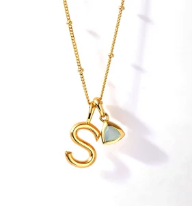 For Fashion Fine Jewelry for Women 925 Sterling Silver Rhodium Plated Initial Birthstone Engagement Wedding Pendant Necklace