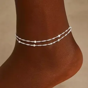 For Hot Selling Fashion Simple Exquisite Unisex European American Beach Style Double Layer Ball Bead Chain Versatile Brass