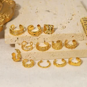 Foreign Trade 18K Gold Plating Natural Stone Stainless Steel French Retro Court Style Ear Clip Fashion Female Earrings