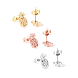 Foreign Trade Factory Fashion Design Fruit Earrings Stainless Steel Hollow Pineapple Gift Ladies