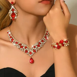 Foreign Trade Vintage Crystal Rhinestone Jewelry Exaggerated Necklace Set Luxury Jewelry Banquet Dress Accessories
